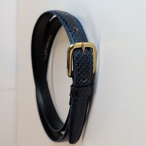 Snake Skin Vintage Square Gold Tone Buckle Skinny Glossy Belt TLS Size Large